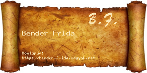 Bender Frida névjegykártya